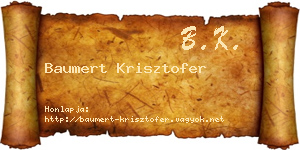 Baumert Krisztofer névjegykártya